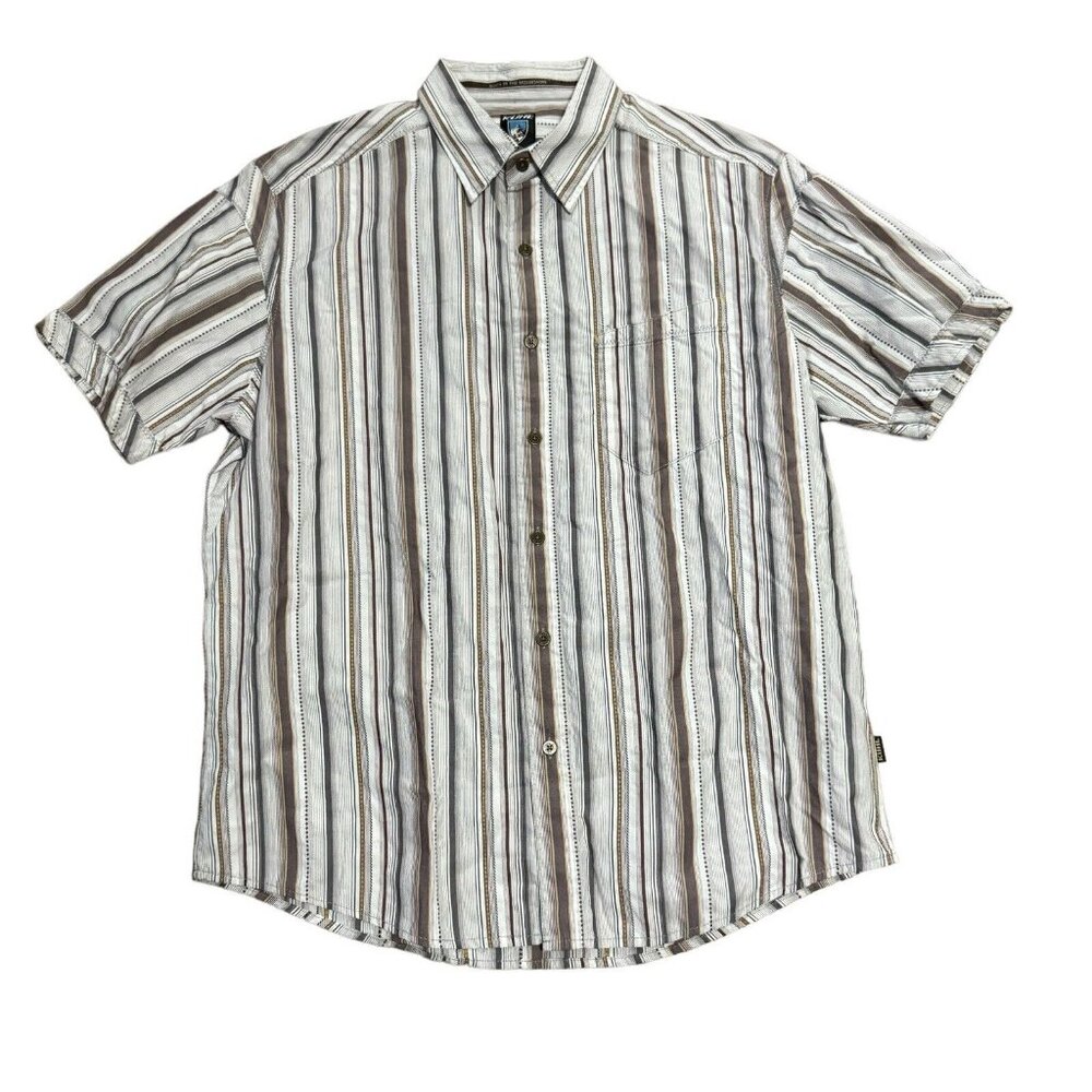Kuhl Suncel Mens Multicolored‎ Striped Button Up Hiking Textured Shirt Large